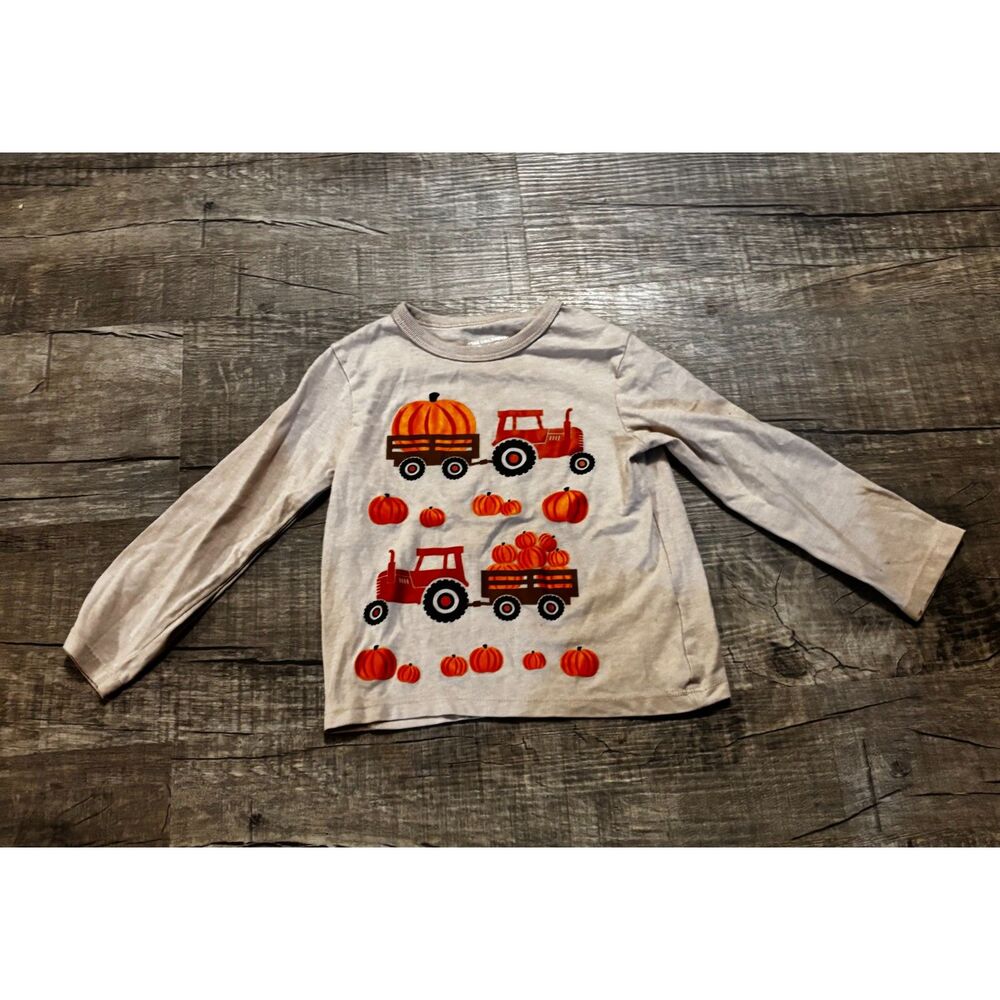 The Children’s Place Toddler Boys Pumpkin Tractor Shirt‎ 2T Long Sleeve